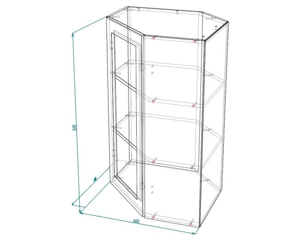 Гренада ШВУС 600Н Шкаф верхний угловой со стеклом (премьер) высокий (Сандал/корпус Венге)