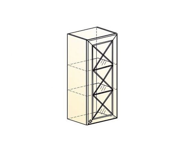 Мишель Шкаф навесной L400 Н900 (1 дв. крест.) (эмаль) (Белый/Серый)