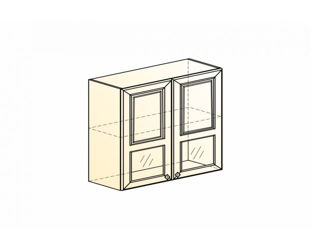 Мишель Шкаф навесной L800 Н720 (2 дв. окош.) (эмаль) (белый/серый)