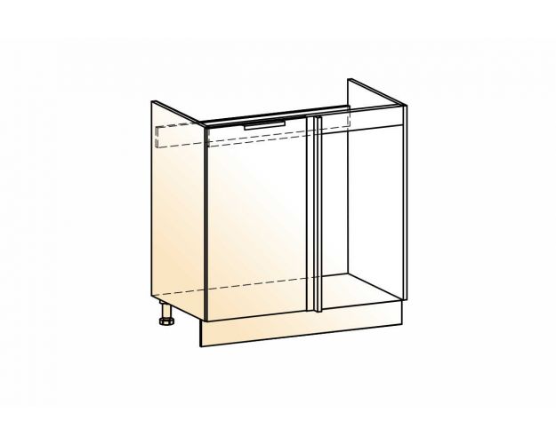 Стоун Шкаф рабочий под мойку угл. L800 (1 дв. гл.) (белый/грей софттач)