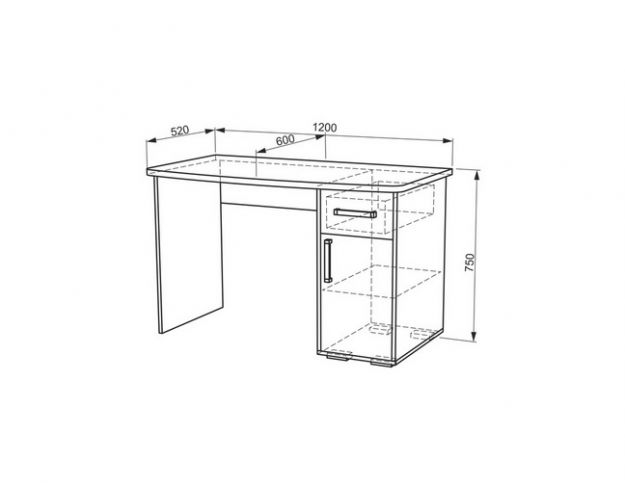 Компьютерный стол Лайт-1 (1200/дуб сонома/белый)
