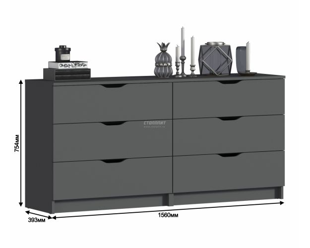 Комод Бруклин СБ-3252/1 Диамант серый