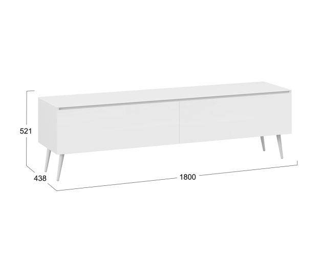 Тумба для теле и радиоаппаратуры «Глосс» с опорами Белый/Cтекло Белый глянец