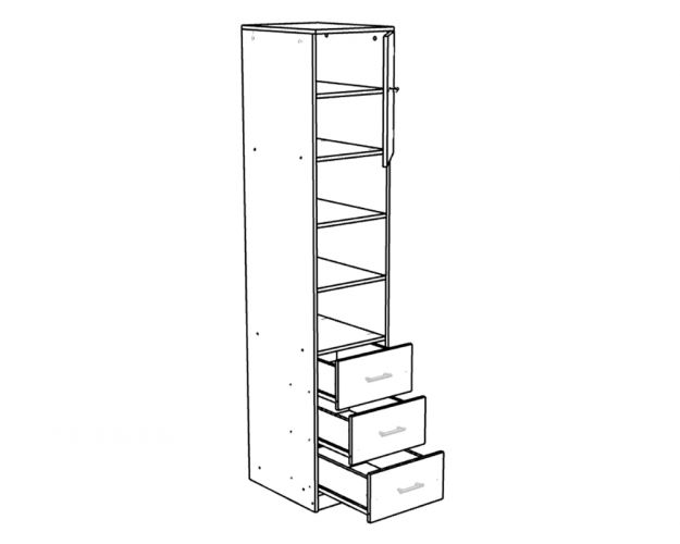 Шкаф-пенал №1 (полуоткрытый) Молочный дуб/Винтерберг